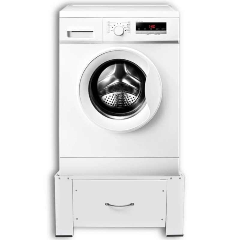 Produktbild för Sockel till tvättmaskin med låda vit