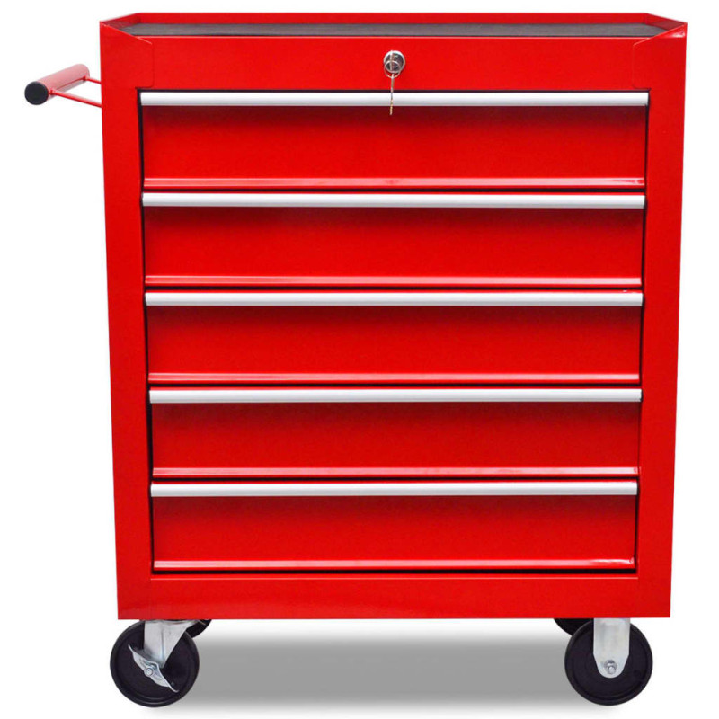 Produktbild för Verktygsvagn med 5 lådor röd
