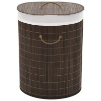 Produktbild för Tvättkorg i bambu oval mörkbrun