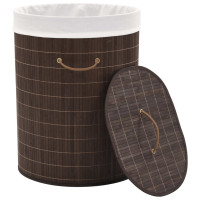 Produktbild för Tvättkorg i bambu oval mörkbrun