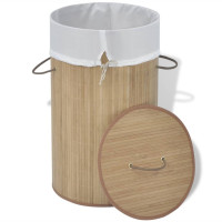 Produktbild för Tvättkorg i bambu rund naturfärg