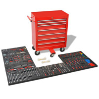 Produktbild för Verktygsvagn med 1125 verktygsstål röd