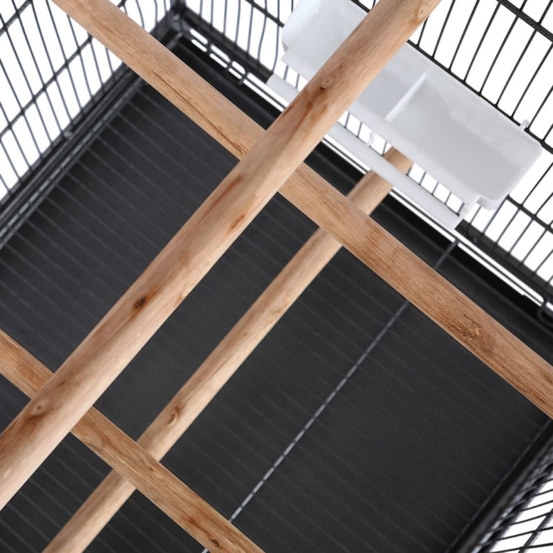 Produktbild för Fågelbur med tak 66x66x155 cm stål svart