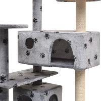 Produktbild för Klösträd med sisalpelare 125 cm tassavtryck grå