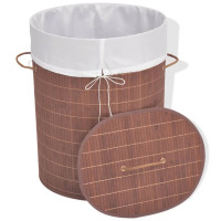 Produktbild för Tvättkorg i bambu oval brun