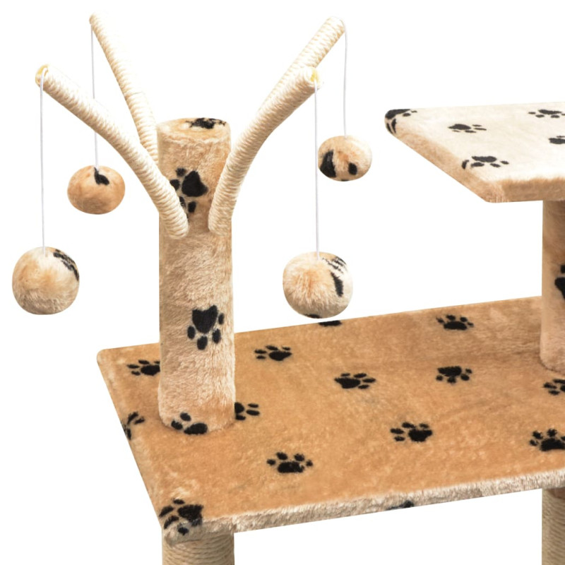 Produktbild för Klösträd med klöspelare 125 cm tassavtryck beige
