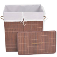Produktbild för Tvättkorg i bambu rektangulär brun