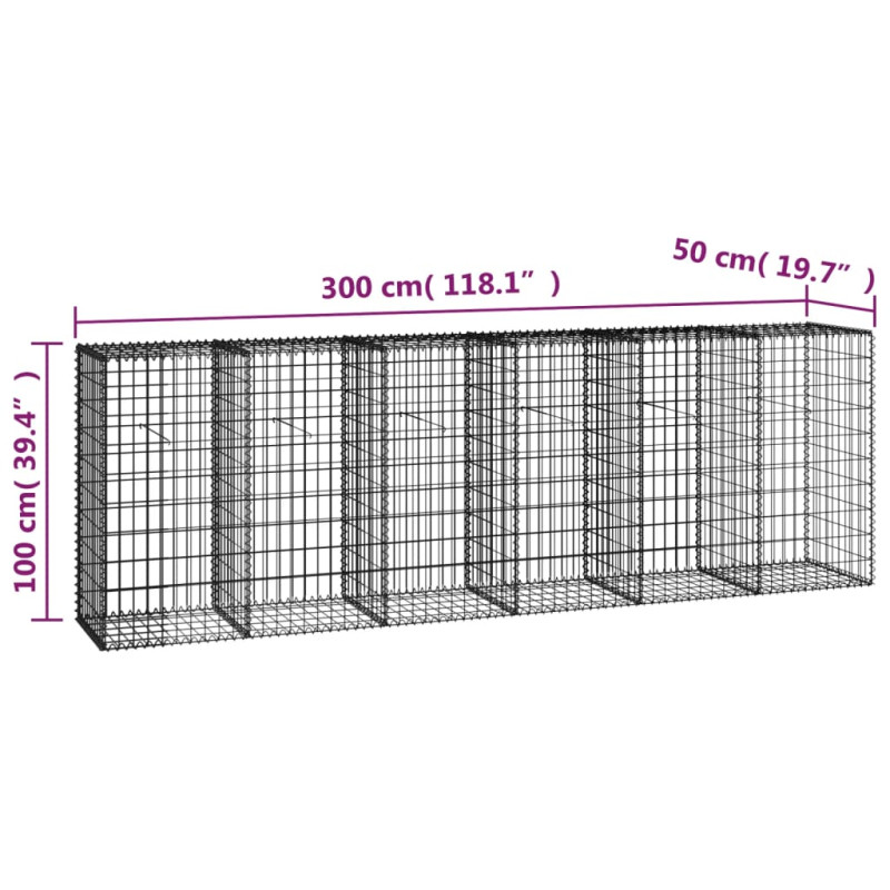 Produktbild för Gabionmur i galvaniserat stål 300x50x100 cm
