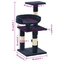 Produktbild för Katträd med klöspelare i sisal 65 cm blå
