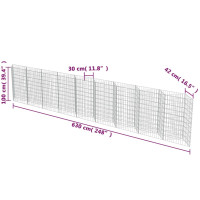 Produktbild för Gabionmur i galvaniserat stål 630x30x100 cm