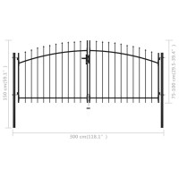 Produktbild för Dubbelgrind med spjut-toppar 300x150 cm