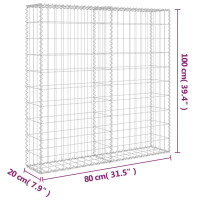 Produktbild för Gabionmur i galvaniserat stål 80x20x100 cm