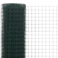 Produktbild för Hönsnät stål med PVC-beläggning 10x1,5 m grön