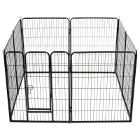 Produktbild för Hundhage 8 paneler stål 80x100 cm svart