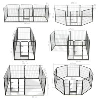 Produktbild för Hundhage 8 paneler stål 80x80 cm svart