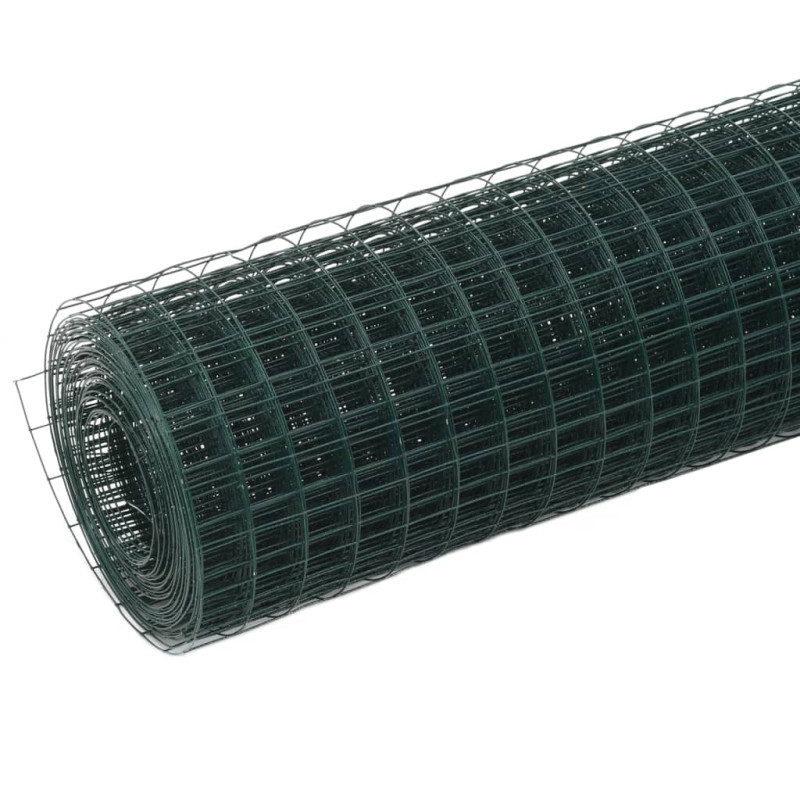 Produktbild för Hönsnät stål med PVC-beläggning 25x1,5 m grön