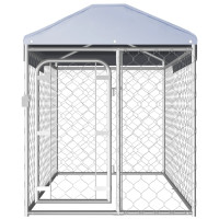Miniatyr av produktbild för Hundgård med tak för utomhusbruk 200x100x125 cm