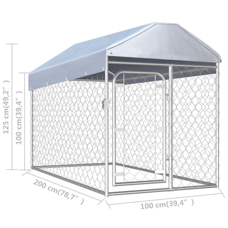 Produktbild för Hundgård med tak för utomhusbruk 200x100x125 cm