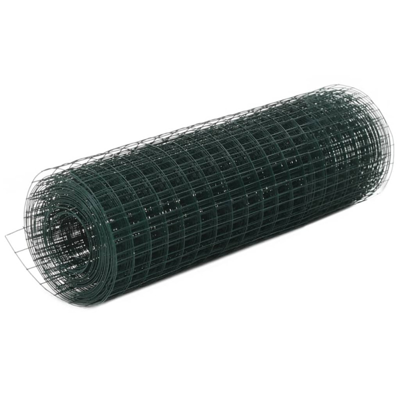 Produktbild för Hönsnät stål med PVC-beläggning 25x0,5 m grön