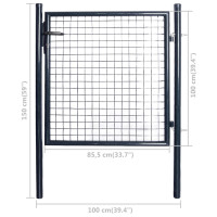 Produktbild för Nätgrind för trädgård galvaniserat stål 85,5x100 cm grå