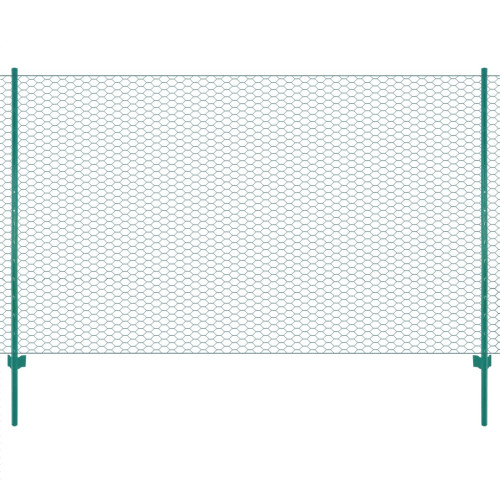 vidaXL Stängsel med stolpar stål 25x1,5 m grön