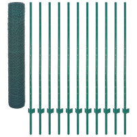 Produktbild för Stängsel med stolpar stål 25x1,5 m grön
