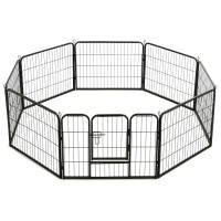 Produktbild för Hundhage 8 paneler stål 60x80 cm svart