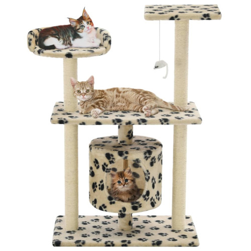 vidaXL Klösträd med sisalpelare 95 cm tassavtryck beige