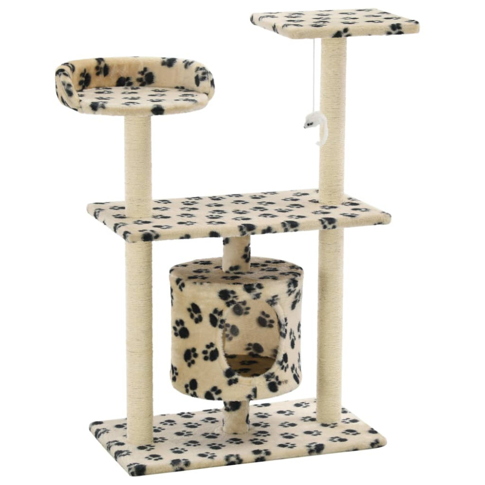 Produktbild för Klösträd med sisalpelare 95 cm tassavtryck beige