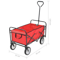 Produktbild för Hopfällbar handvagn stål röd