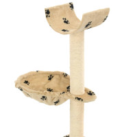 Produktbild för Katträd med klöspelare i sisal 105 cm tassavtryck beige