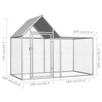 Produktbild för Hönsbur 2x1x1,5 m galvaniserat stål