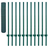 Produktbild för Stängsel med stolpar stål 25x1 m grön