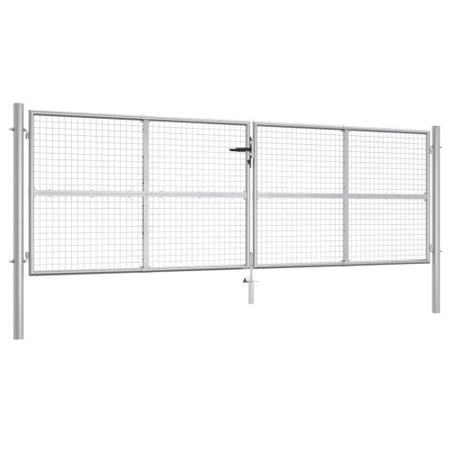 vidaXL Trädgårdsgrind galvaniserat stål 400x125 cm silver - Grindar & Staket