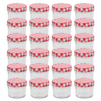 Miniatyr av produktbild för Syltburkar i glas med vita och röda lock 24 st 110 ml