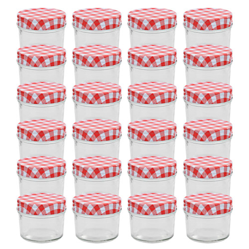 vidaXL Syltburkar i glas med vita och röda lock 24 st 110 ml