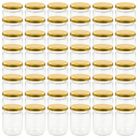 Miniatyr av produktbild för Syltburkar i glas med guldfärgade lock 48 st 230 ml