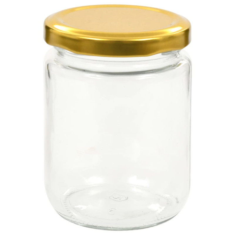 Produktbild för Syltburkar i glas med guldfärgade lock 48 st 230 ml