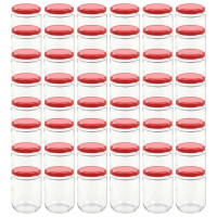 Miniatyr av produktbild för Syltburkar i glas med röda lock 48 st 230 ml