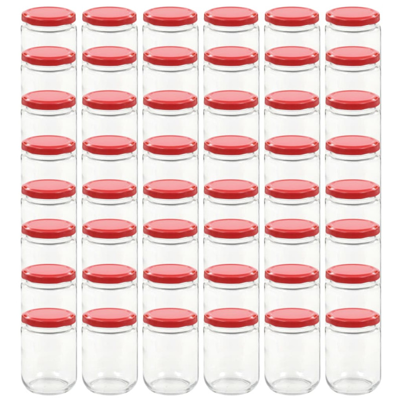 Produktbild för Syltburkar i glas med röda lock 48 st 230 ml