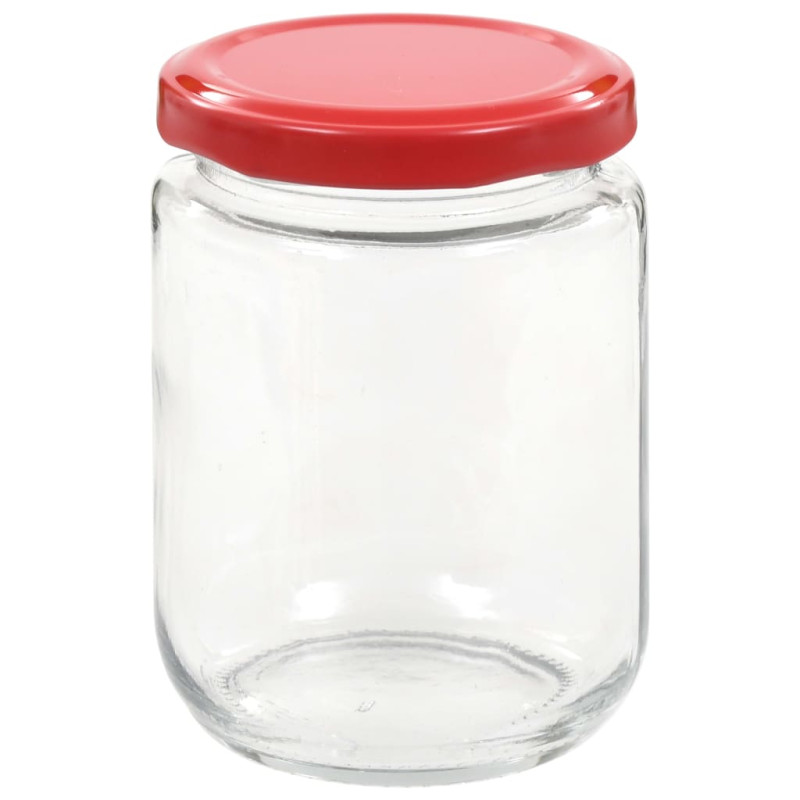 Produktbild för Syltburkar i glas med röda lock 48 st 230 ml