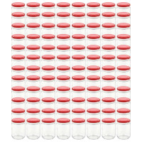 Miniatyr av produktbild för Syltburkar i glas med röda lock 96 st 230 ml