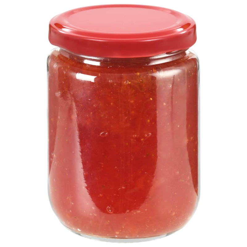 Produktbild för Syltburkar i glas med röda lock 96 st 230 ml