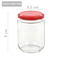 Miniatyr av produktbild för Syltburkar i glas med röda lock 96 st 230 ml