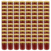 Miniatyr av produktbild för Syltburkar i glas med guldfärgade lock 96 st 230 ml