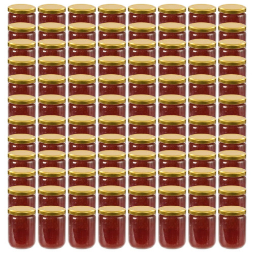 vidaXL Syltburkar i glas med guldfärgade lock 96 st 230 ml