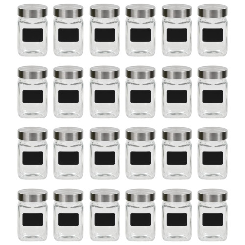 vidaXL Förvaringsburkar i glas med etiketter 24 st 300 ml