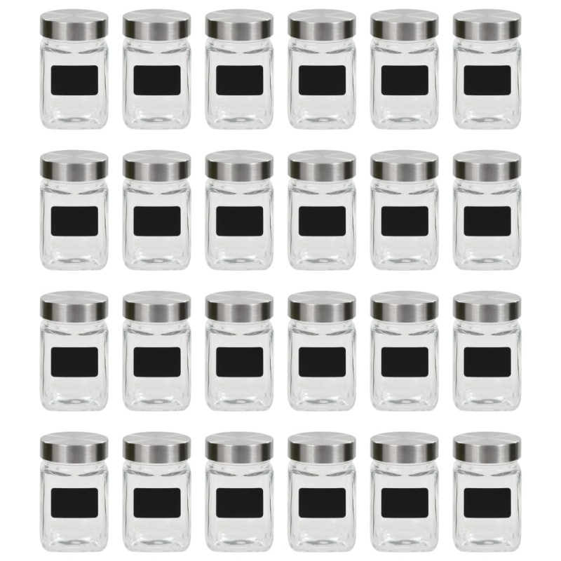 Produktbild för Förvaringsburkar i glas med etiketter 24 st 300 ml