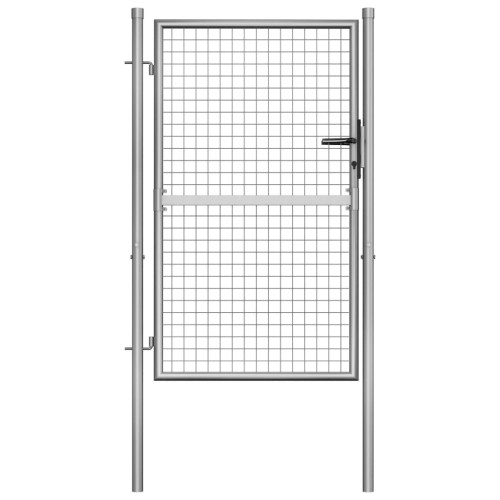 vidaXL Trädgårdsgrind galvaniserat stål 105x175 cm silver