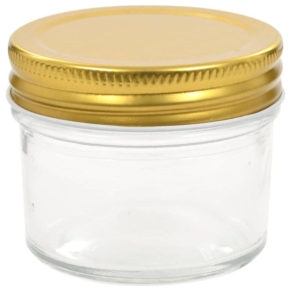 Produktbild för Syltburkar i glas med guldfärgade lock 96 st 110 ml